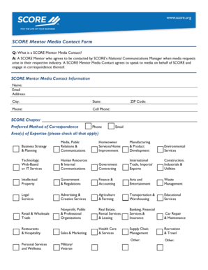 SCORE Mentor Media Contact Form