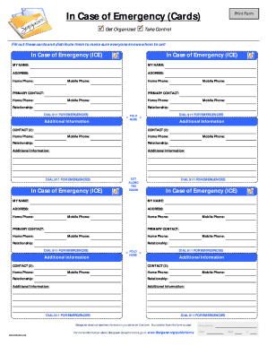 In Case of Emergency (ICE) Cards