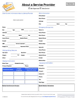 Service Provider Information Form