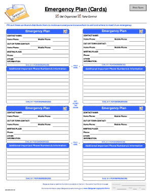 Emergency Plan Cards