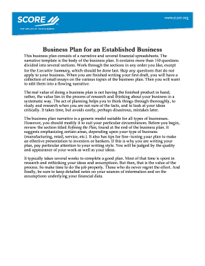 Business Plan for an Established Business