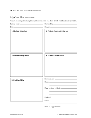 My Care Guide Cancer Health Care Plan