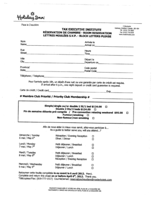 Formulaire de réservation de chambre