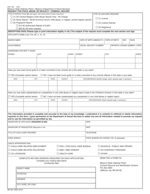 Missouri Child Abuse or Neglect Criminal Record Request Form