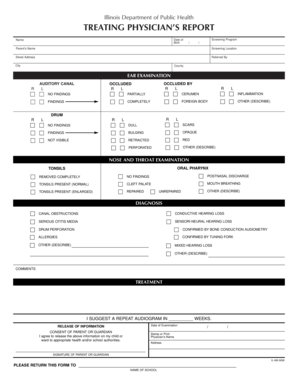 Illinois Physician's Report for Hearing Screening