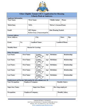 Other Eligible Tenant Application for Housing