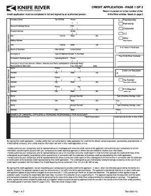 CREDIT APPLICATION - PAGE 1 OF 2 - Knife River Corporation