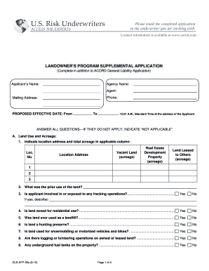Landowner's Program Supplemental Application