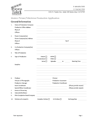 Motion Picture Television Production Application