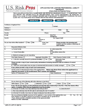 Lawyers Professional Liability Insurance Application