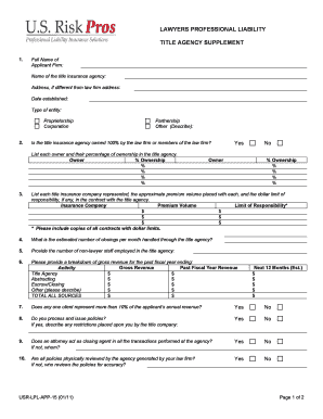 Lawyers Professional Liability Title Agency Supplement