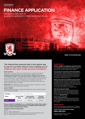 Boro Season Card Finance Application
