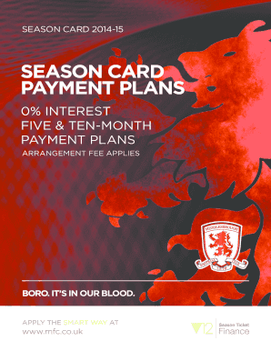 Middlesbrough Football Club Season Card Finance Application