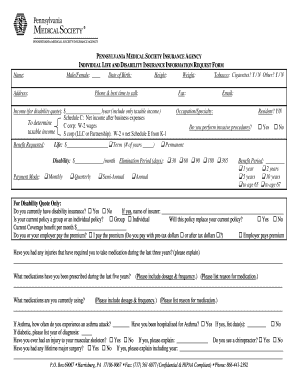 Pennsylvania Life and Disability Insurance Information Request Form