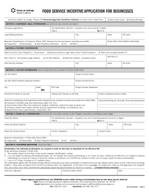 Food Service Incentive Application