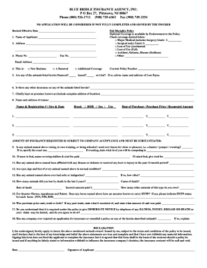 Horse Insurance Application Form