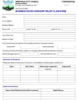 Business Rates Hardship Relief Claim Form