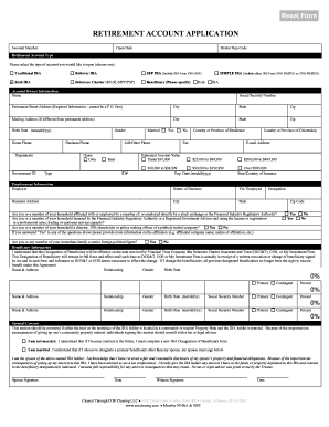 Retirement Account Application Form