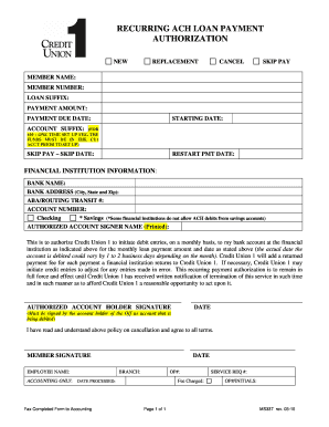 Recurring ACH Loan Payment Authorization