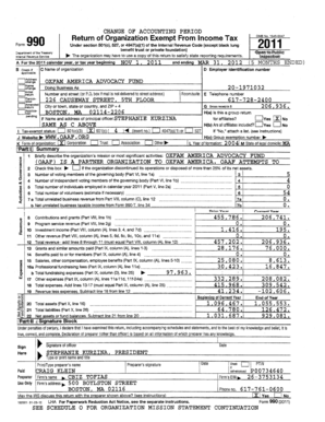 Form 990 2011 OXFAM America Advocacy Fund