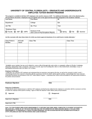UCF Employee Tuition Waiver Program Form