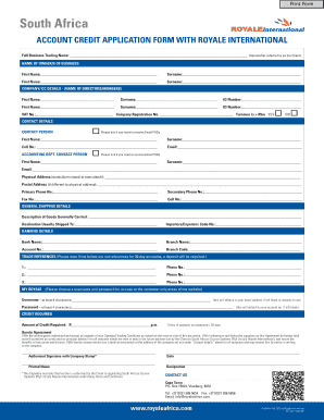 Personal credit application - Credit Application Form - Royale Africa