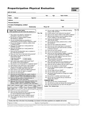 Preparticipation Physical Evaluation Form