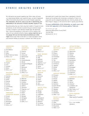 Ethnic Origin Survey Form