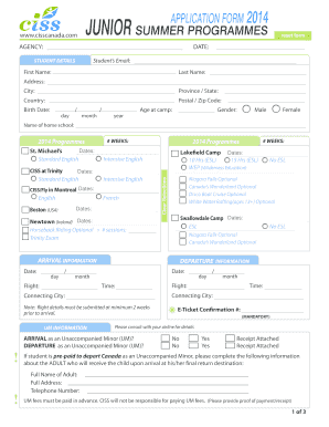 CISS Junior Application Form 2014