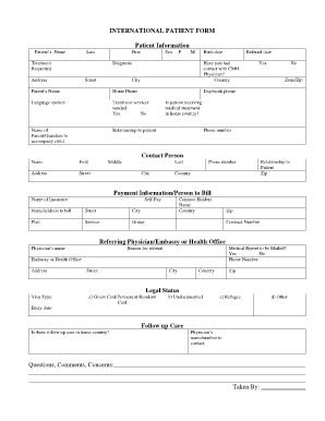 International Patient Form