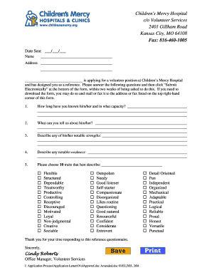 Volunteer Reference Form