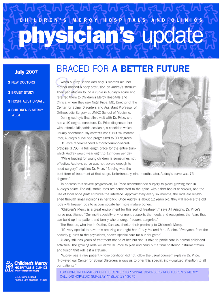 Fillable Online childrensmercy Cochief residents Children39s Mercy