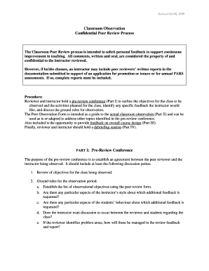 Classroom Peer Review Form