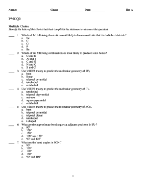 Chemistry Multiple Choice Quiz