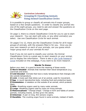 Animal Classification Circle