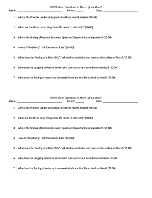 NOVA Video Questions: Is There Life on Mars?