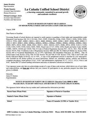 Notice of Rights of Parent or Guardian