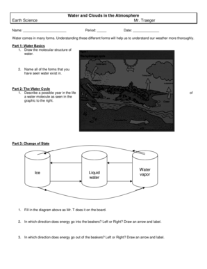 Water and Clouds in the Atmosphere Worksheet