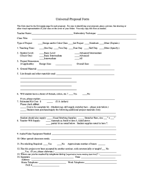 Universal Proposal Form for Embroidery Classes