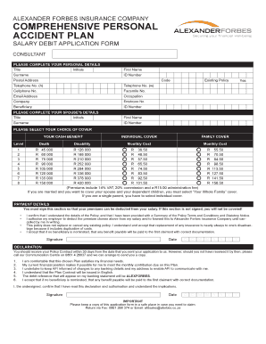 Alexander Forbes Personal Accident Plan Application