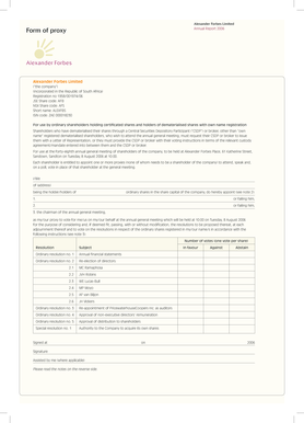 Alexander Forbes Annual General Meeting Proxy Form