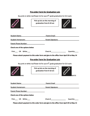 pre order forms graduation lei