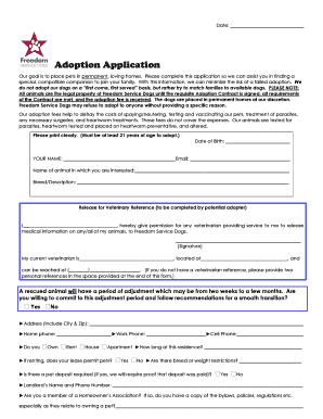 Freedom Service Dogs Adoption Application
