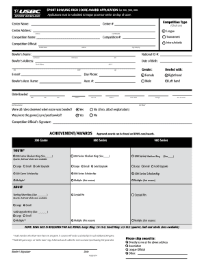 Bowling High Score Award Application