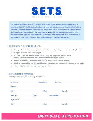 High School Bowling Equipment Application
