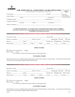 USBC Sport Special Achievement Award Application