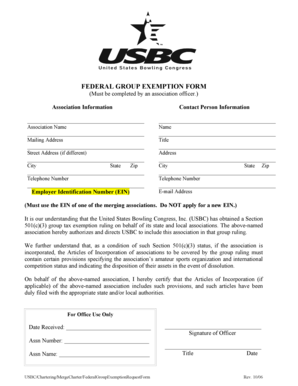 Federal Group Exemption Form