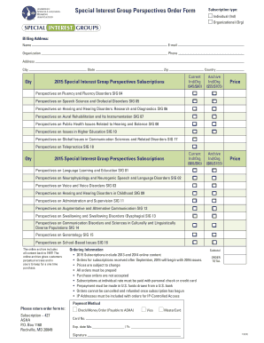 Special Interest Group Perspectives Order Form