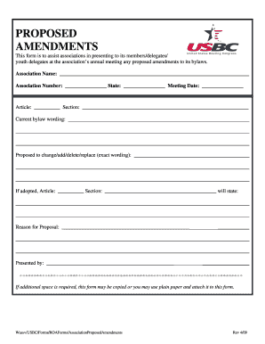 Association Proposed Amendments Form