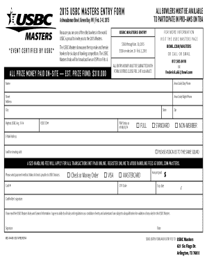 USBC Masters Entry Form